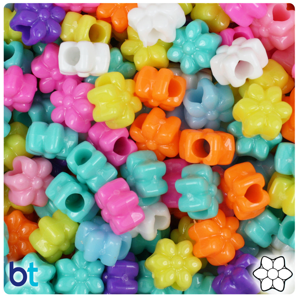 BeadTin Periwinkle Opaque 13mm Flower Plastic Pony Beads (250pcs)