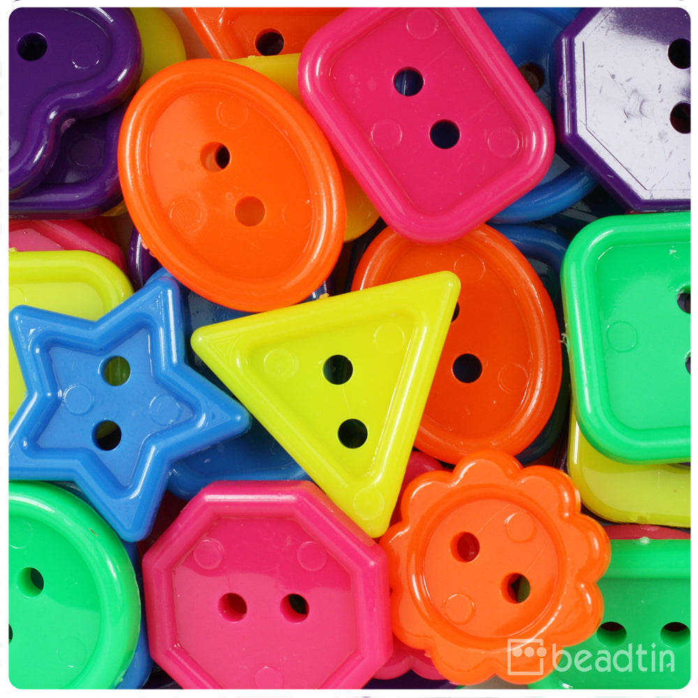 Yellow Mix Matte Plastic Craft Buttons (65pcs)