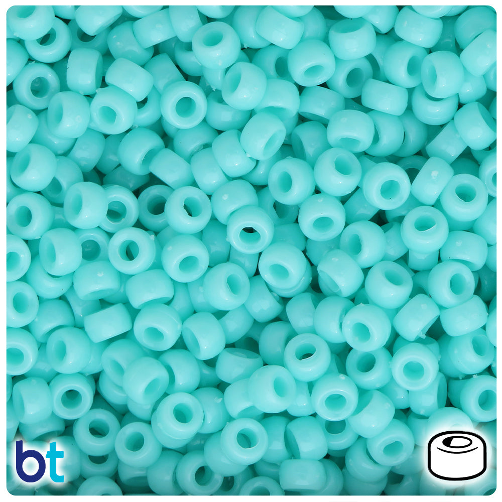 BeadTin Blue Glow 6.5mm Mini Barrel Plastic Pony Beads (1000pcs