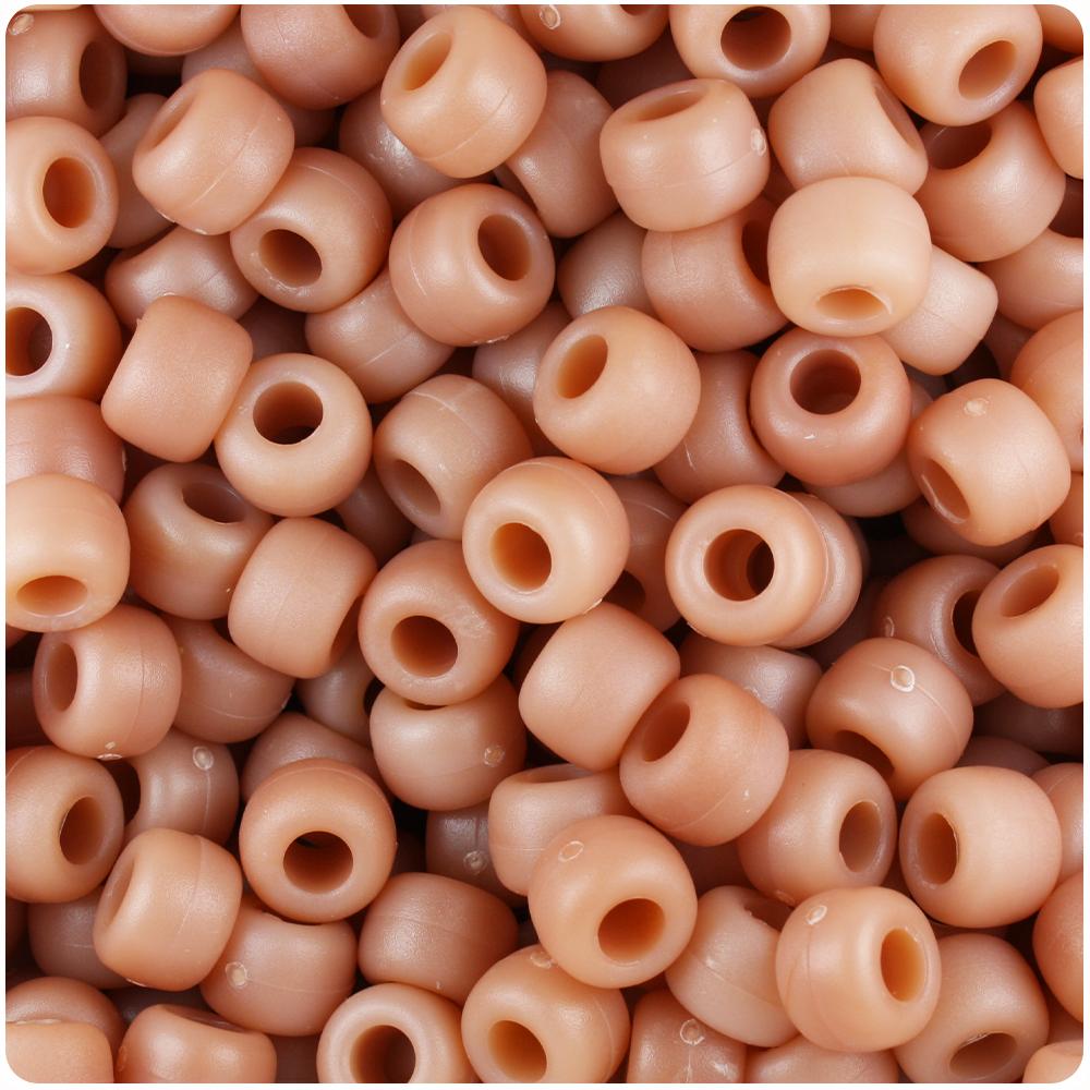 BeadTin Orange Matte 9mm Barrel Plastic Pony Beads (500pcs)