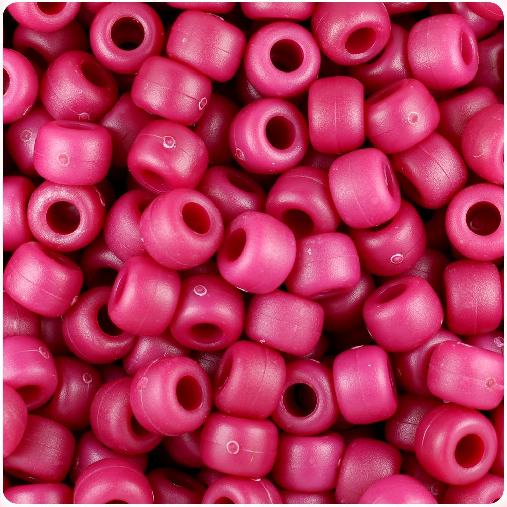 Our Lady's Pink Matte 9mm Barrel Pony Beads (500pcs)