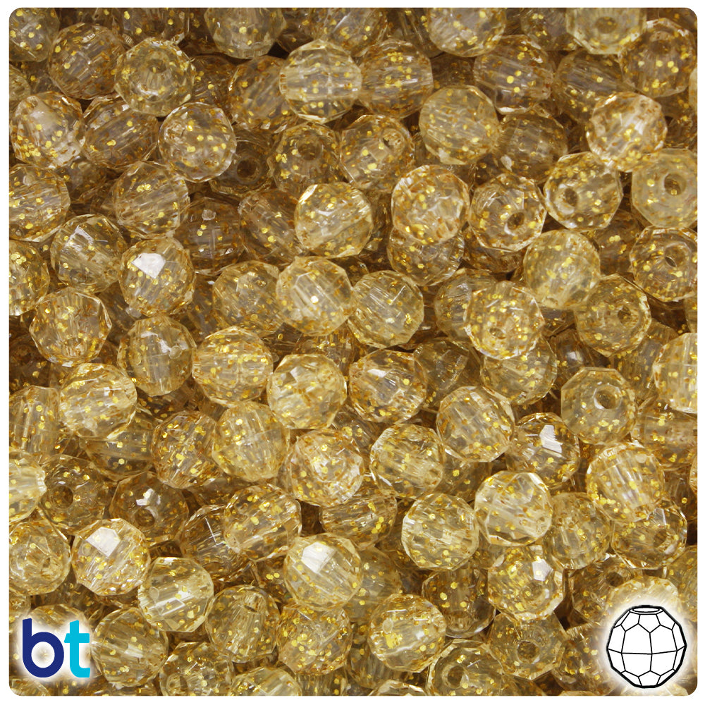 BeadTin Gold Metallic 10mm Round Plastic Craft Beads (100pcs)