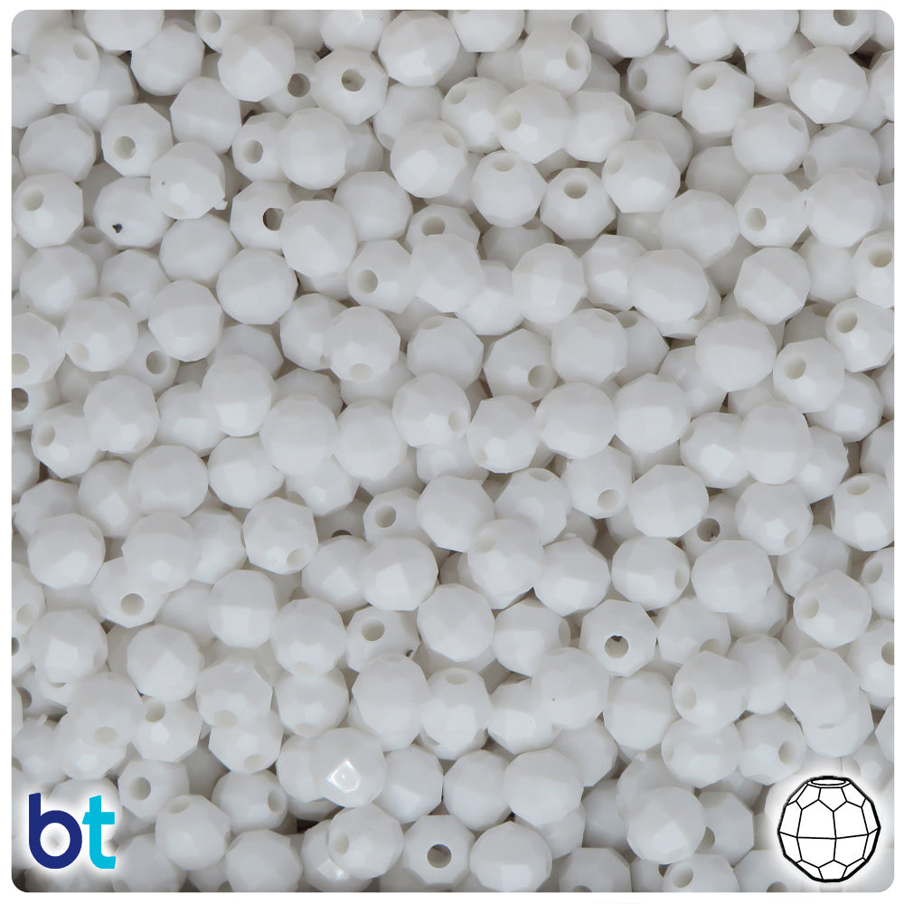 White Opaque 12mm Round Plastic Beads (60pcs)