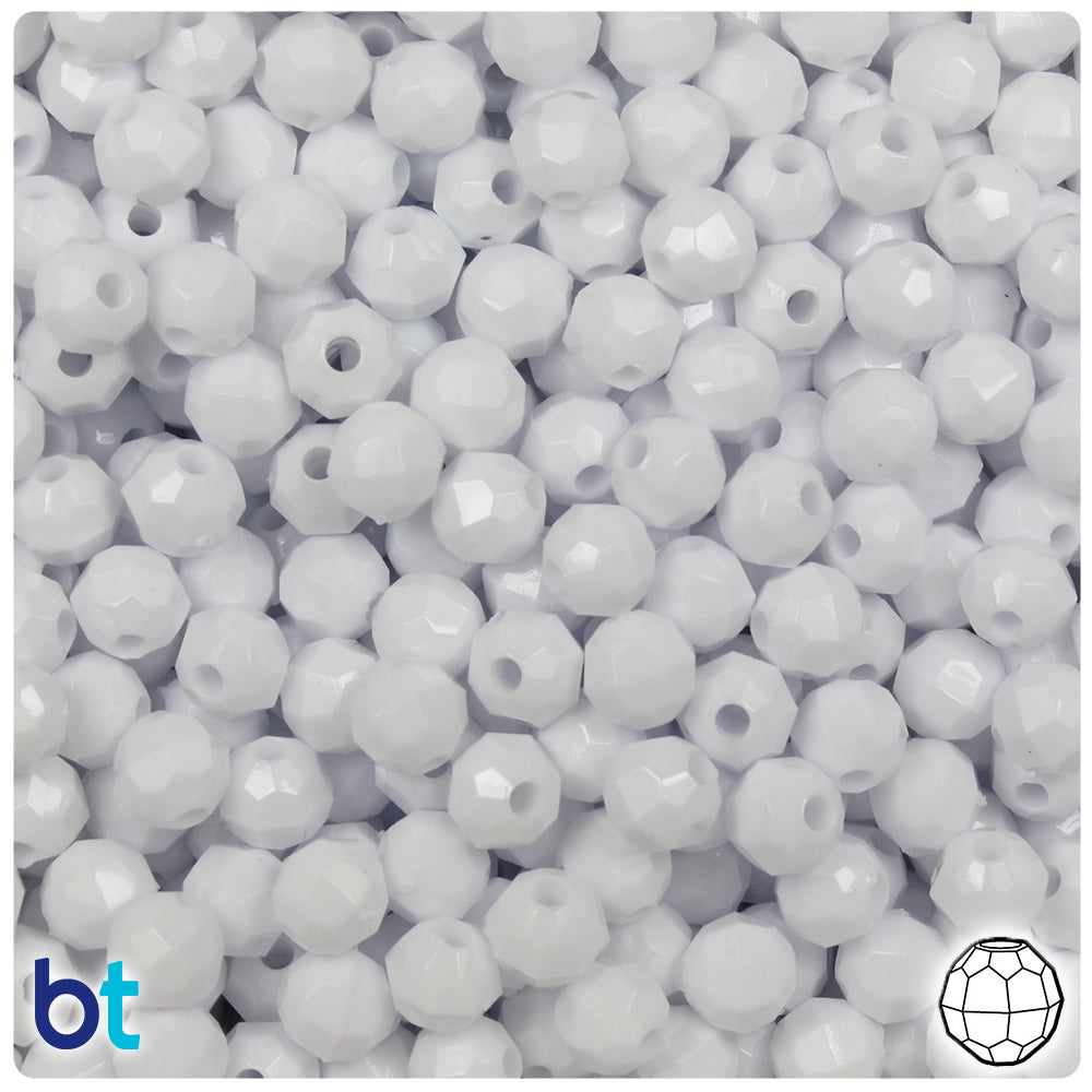 White Opaque 12mm Round Plastic Beads (60pcs)