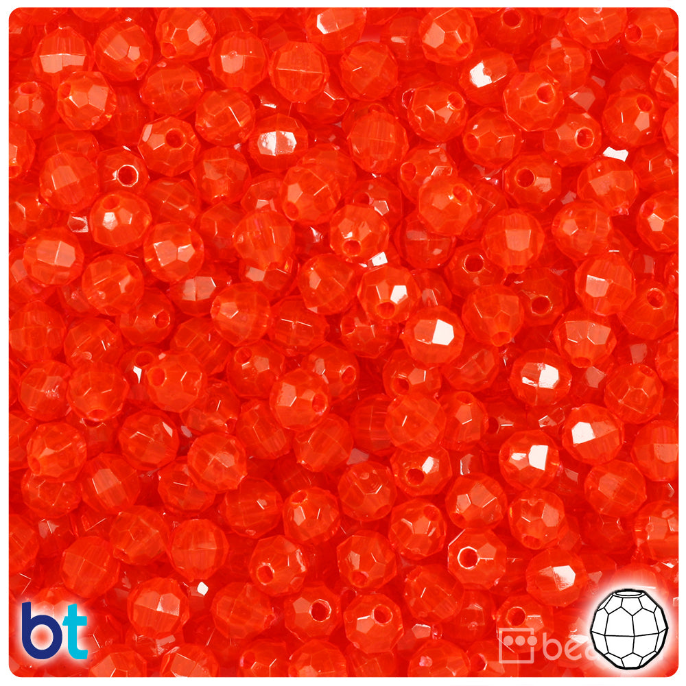 BeadTin Fire Red Transparent 5mm Round Plastic Beads (700pcs)