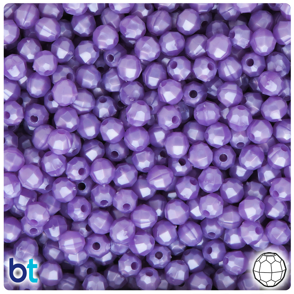 6mm Purple Glass Beads - Round Transparent Loose Beads, pkg of 60