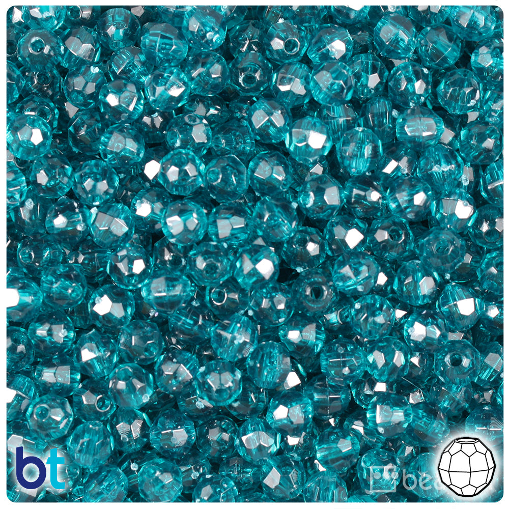 BeadTin Lime Opaque 10mm Faceted Round Plastic Craft Beads (225pcs)