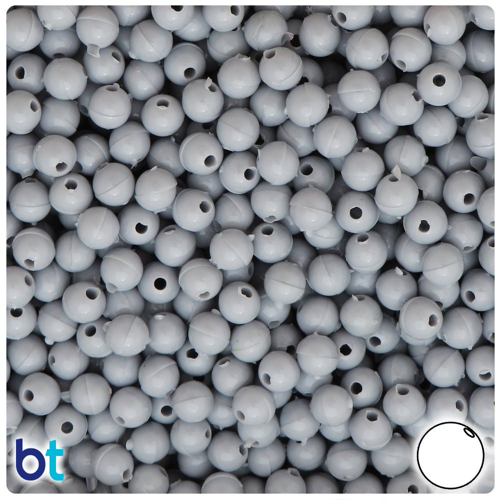 White Matte 18mm Round Large Hole Plastic Beads (18pcs)