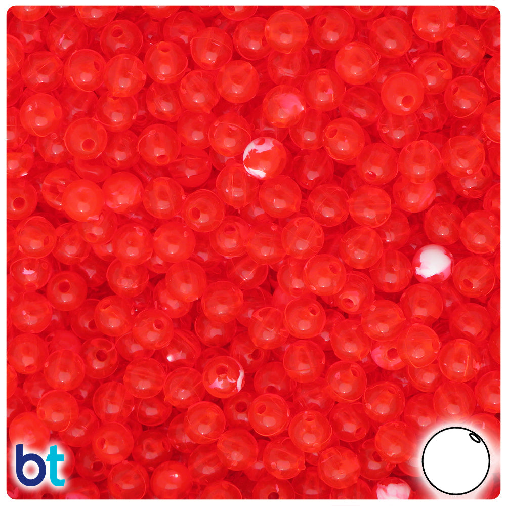 Red 6mm Round Plastic Beads #BR6R