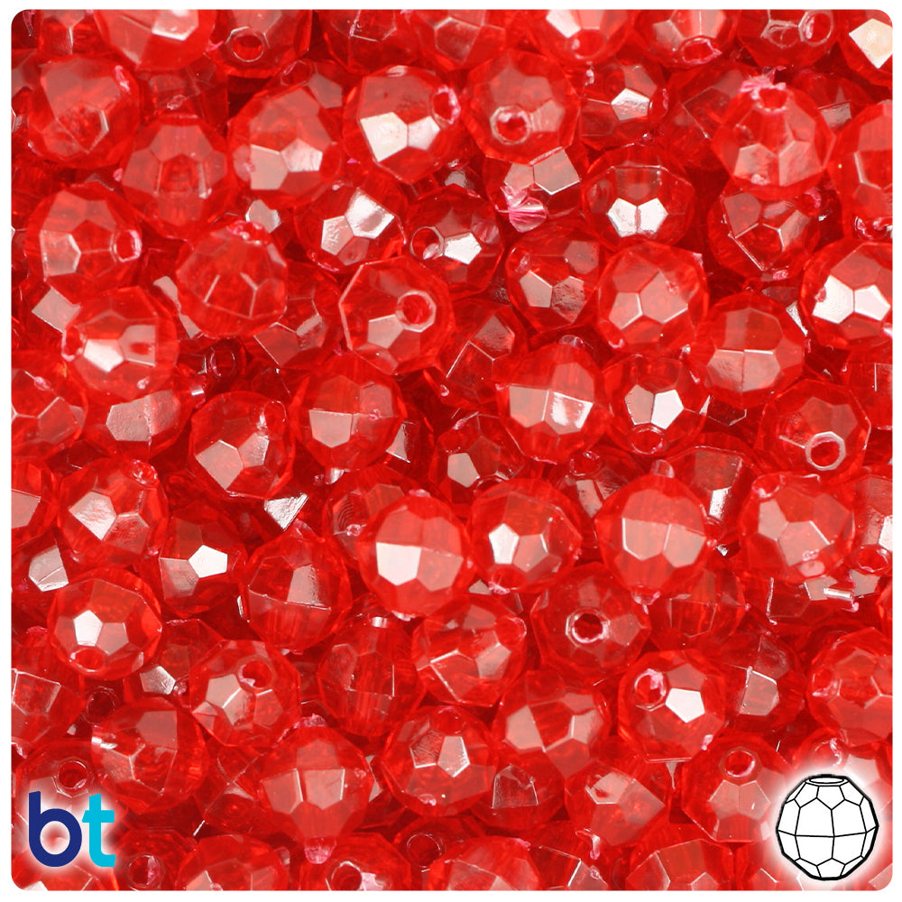The Crafts Outlet 1000-Piece Faceted Plastic Transparent Round Beads 8mm Clear