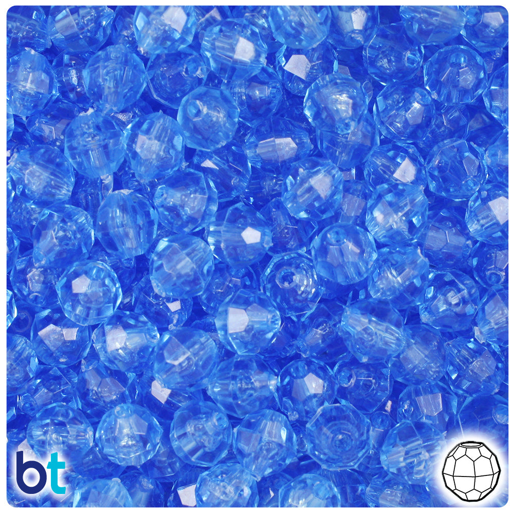The Crafts Outlet 1000-Piece Faceted Plastic Transparent Round Beads 8mm Clear