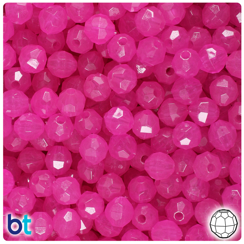 BeadTin Neon Bright 8mm Faceted Round Plastic Craft Beads (450pcs) Color  choice