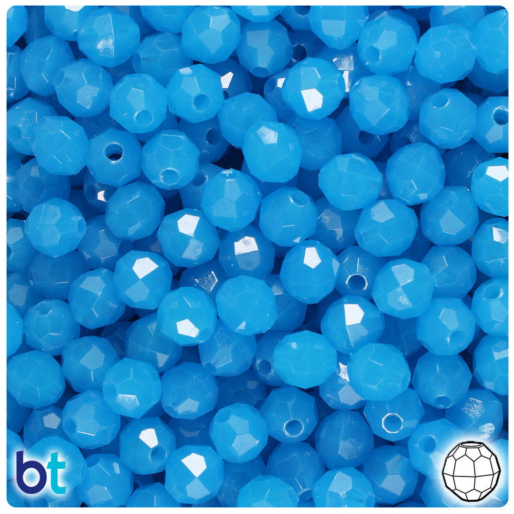 BeadTin Glow 10mm Faceted Round Plastic Craft Beads (225pcs) - Color choice