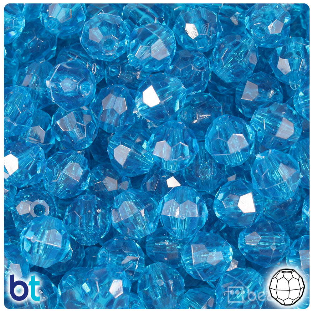 BeadTin Turquoise Marbled 12mm Round Plastic Craft Beads (75pcs)