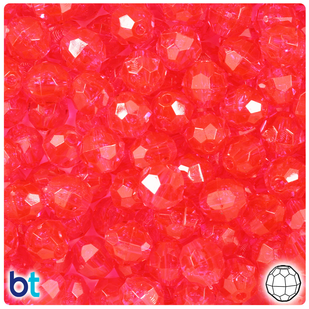 Transparent Mix 8mm Faceted Round Plastic Beads (450pcs)