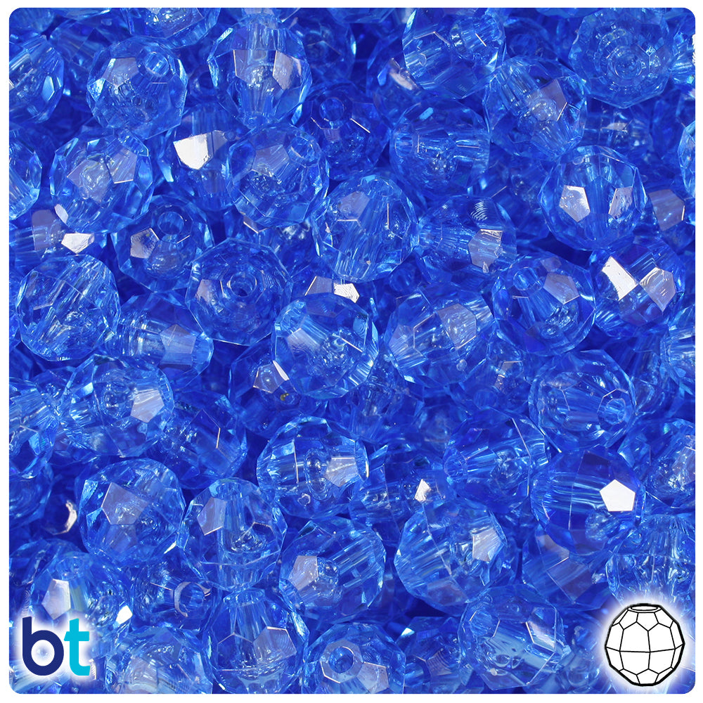 Transparent Mix 10mm Faceted Round Plastic Beads (225pcs)