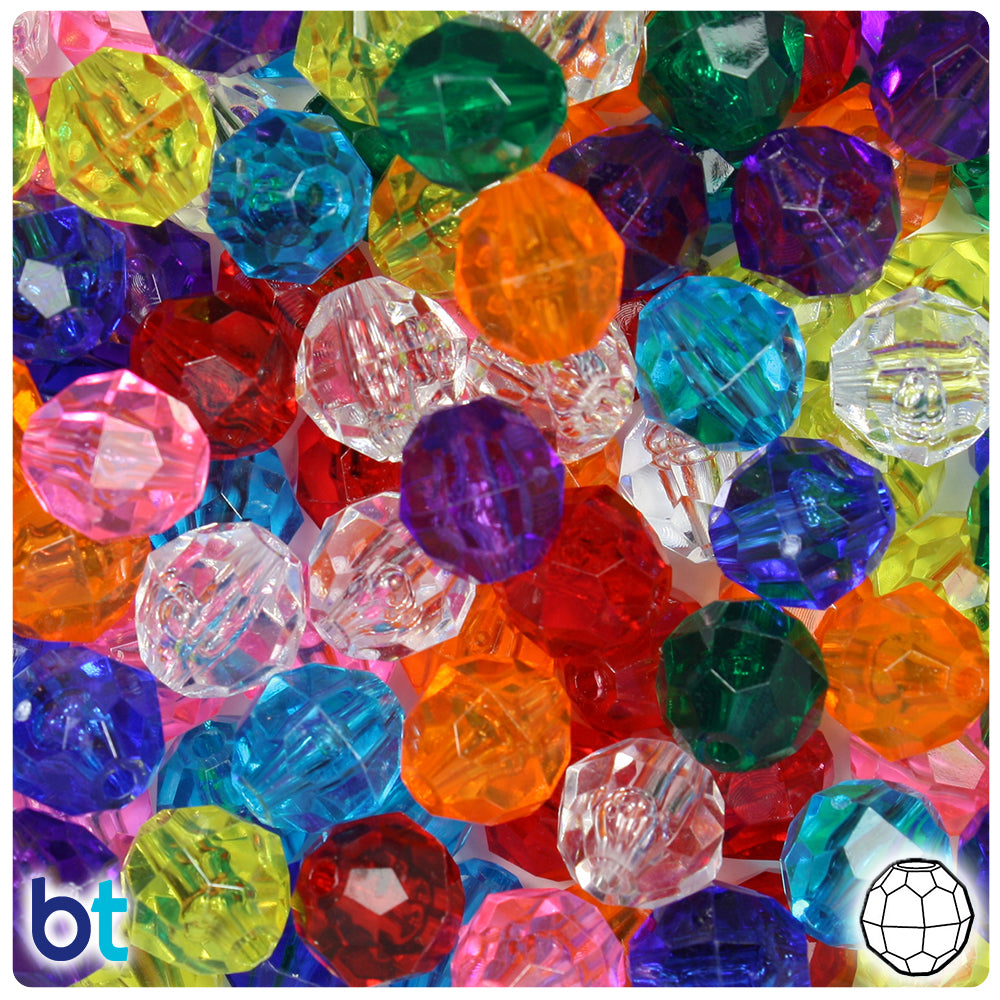  BeadTin Crystal Transparent 12mm Faceted Round Plastic Craft  Beads (180pcs) : Arts, Crafts & Sewing