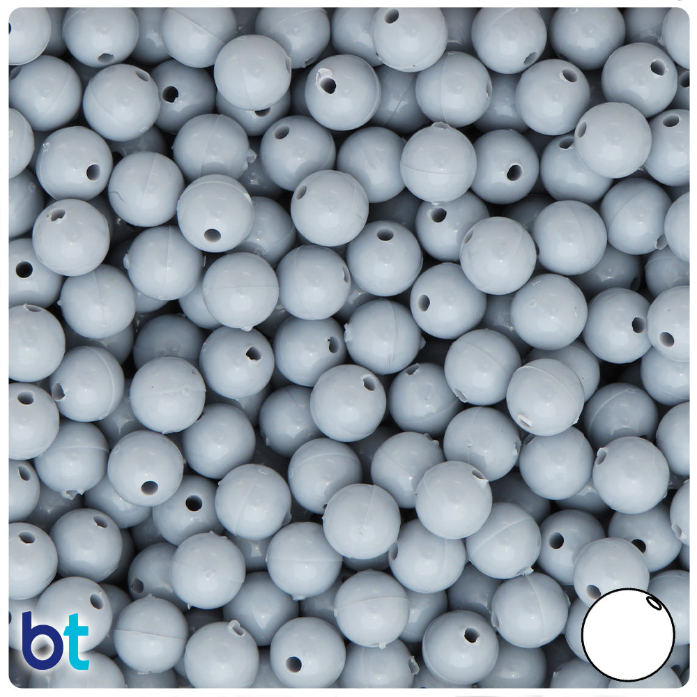 White Matte 18mm Round Large Hole Plastic Beads (18pcs)