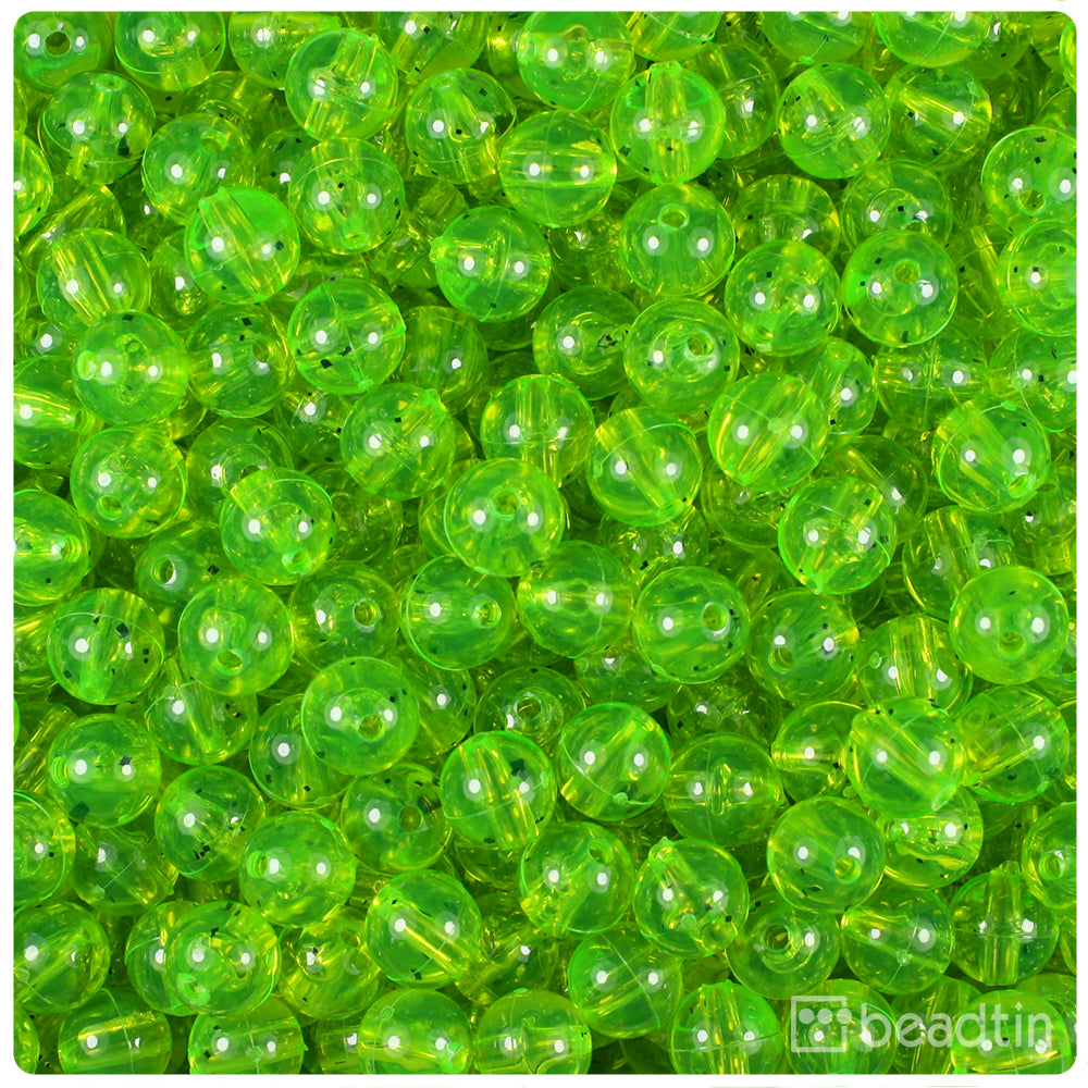 BeadTin Lime Opaque 10mm Faceted Round Plastic Craft Beads (225pcs