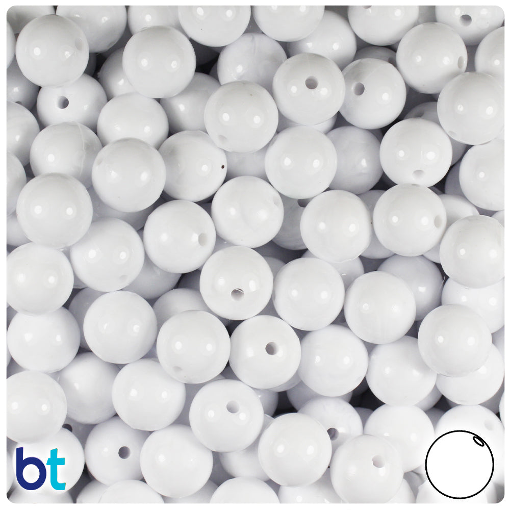 BeadTin White Opaque 12mm Round Plastic Pony Beads - Colored Baseball  Design (48pcs)