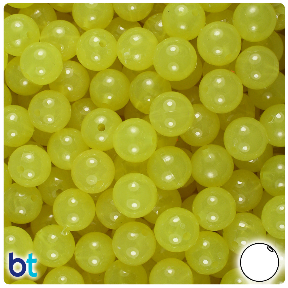 BeadTin Night Glow-in-The-Dark 10mm Faceted Round Plastic Craft Beads  (210pcs)