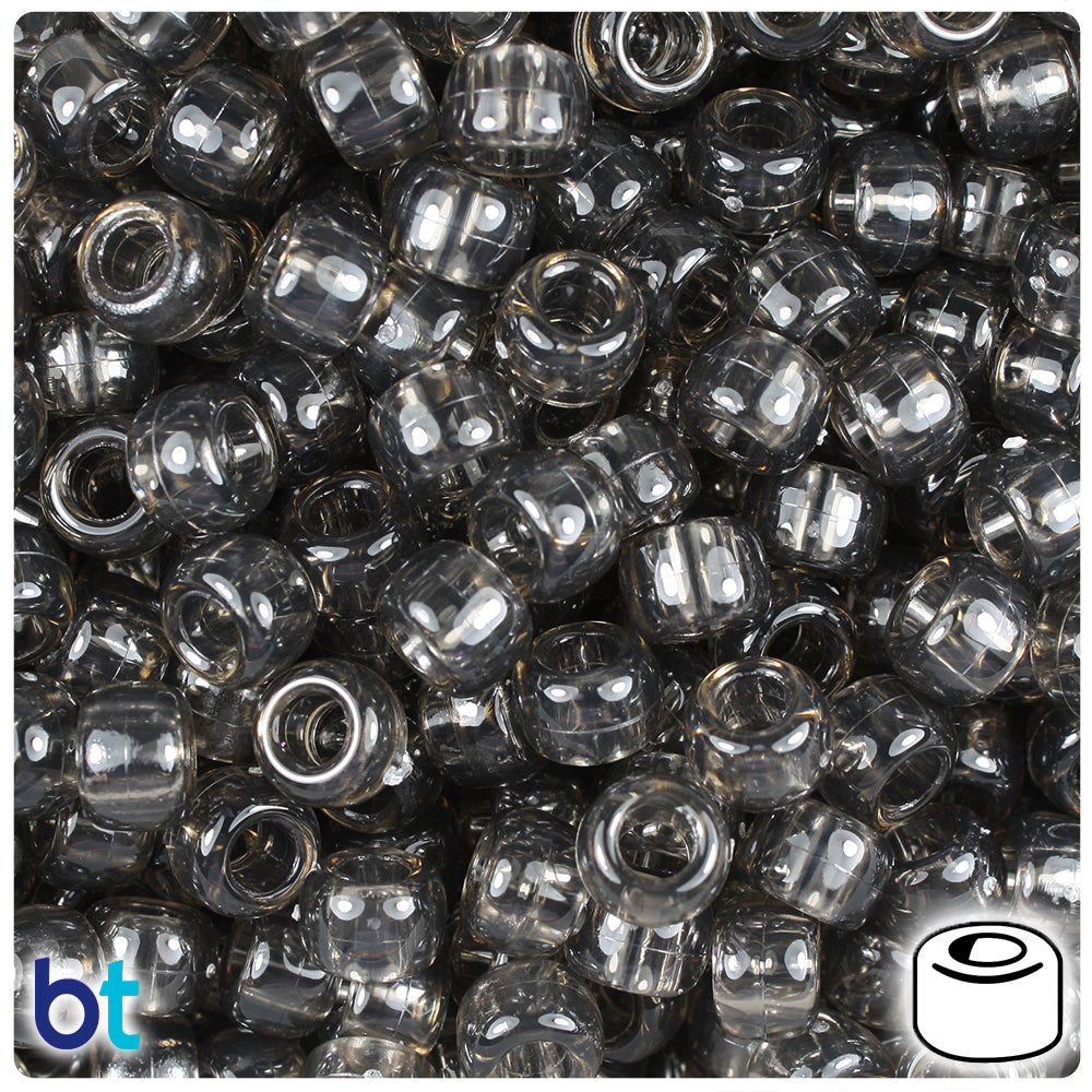 Black Opaque AB 9x6mm Barrel Pony Beads (300pcs)