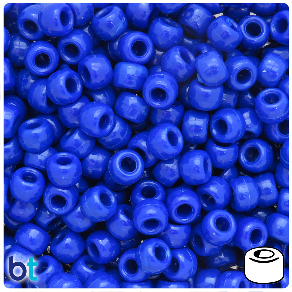 BeadTin Cloudy Blue Transparent 9mm Barrel Pony Beads (500pc) 