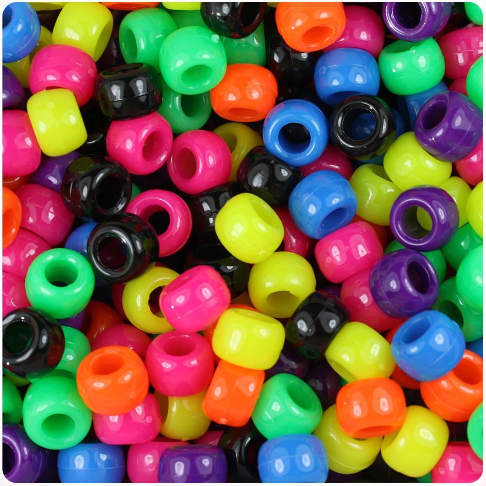 BeadTin Crystal Transparent 9mm Barrel Plastic Pony Beads (500pcs)