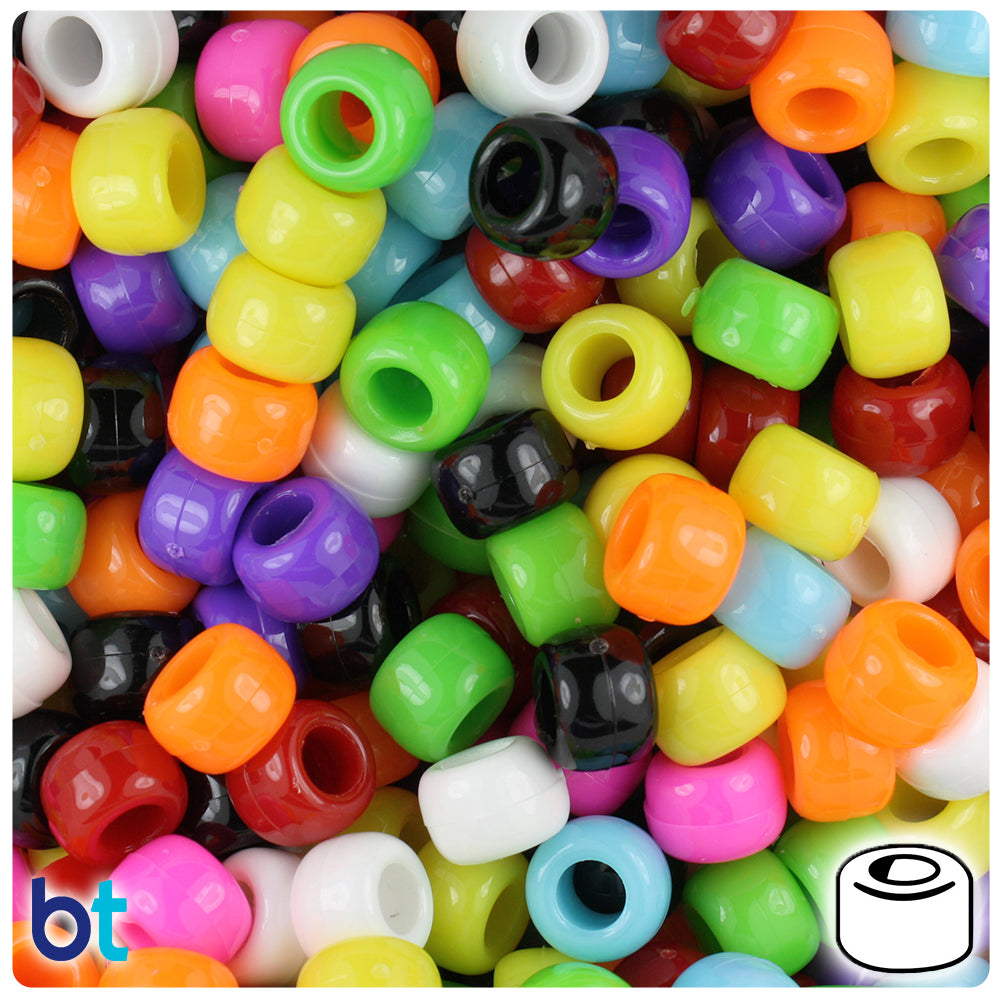 Transparent Mix 9mm Faceted Barrel Pony Beads (500pcs)