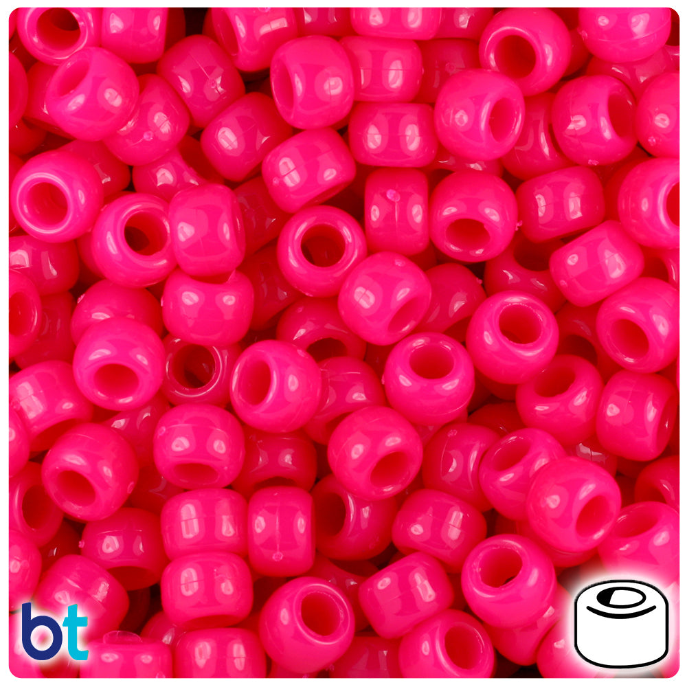 Dark Pink Opaque 6.5mm Mini Barrel Pony Beads (1000pcs)