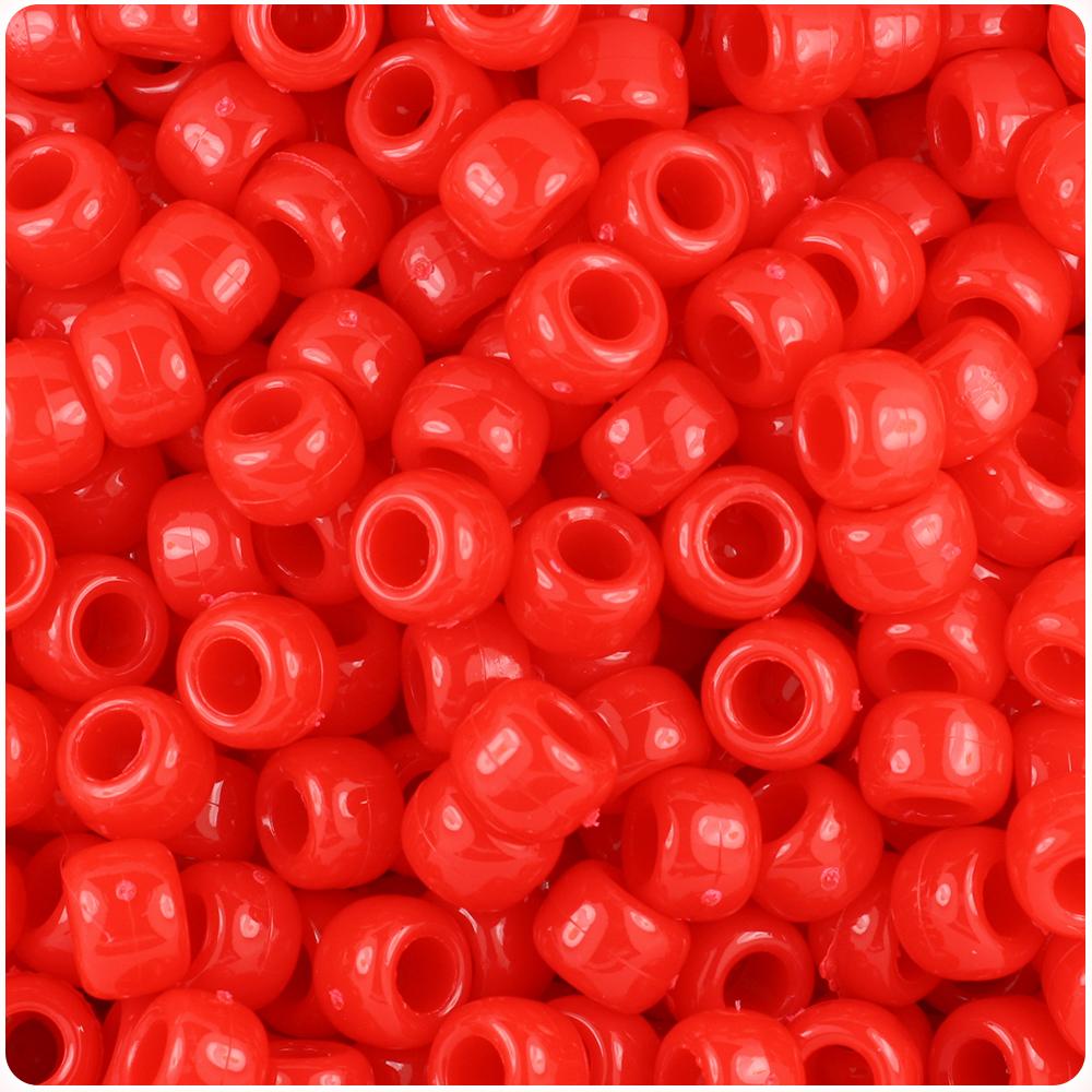 Red Opaque 11mm Large Barrel Pony Beads (250pcs)