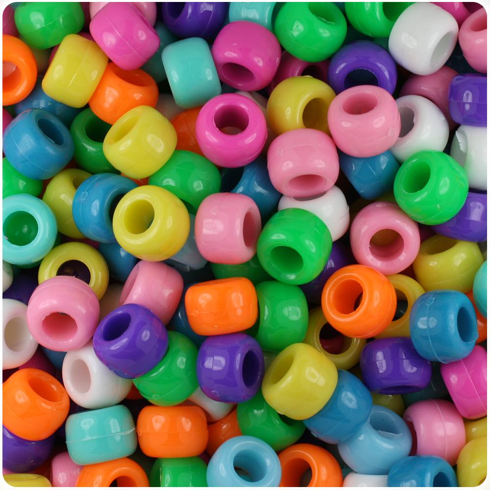 BeadTin Mixed Metallic 9x6mm Barrel Plastic Pony Beads (200pcs)