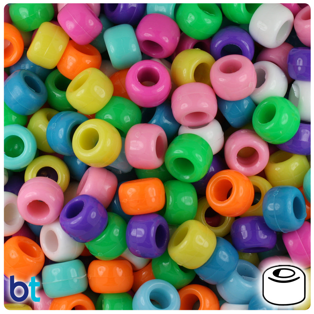 Hello Hobby Pearl & Sparkle Barrel Pony Beads - 500 Pieces