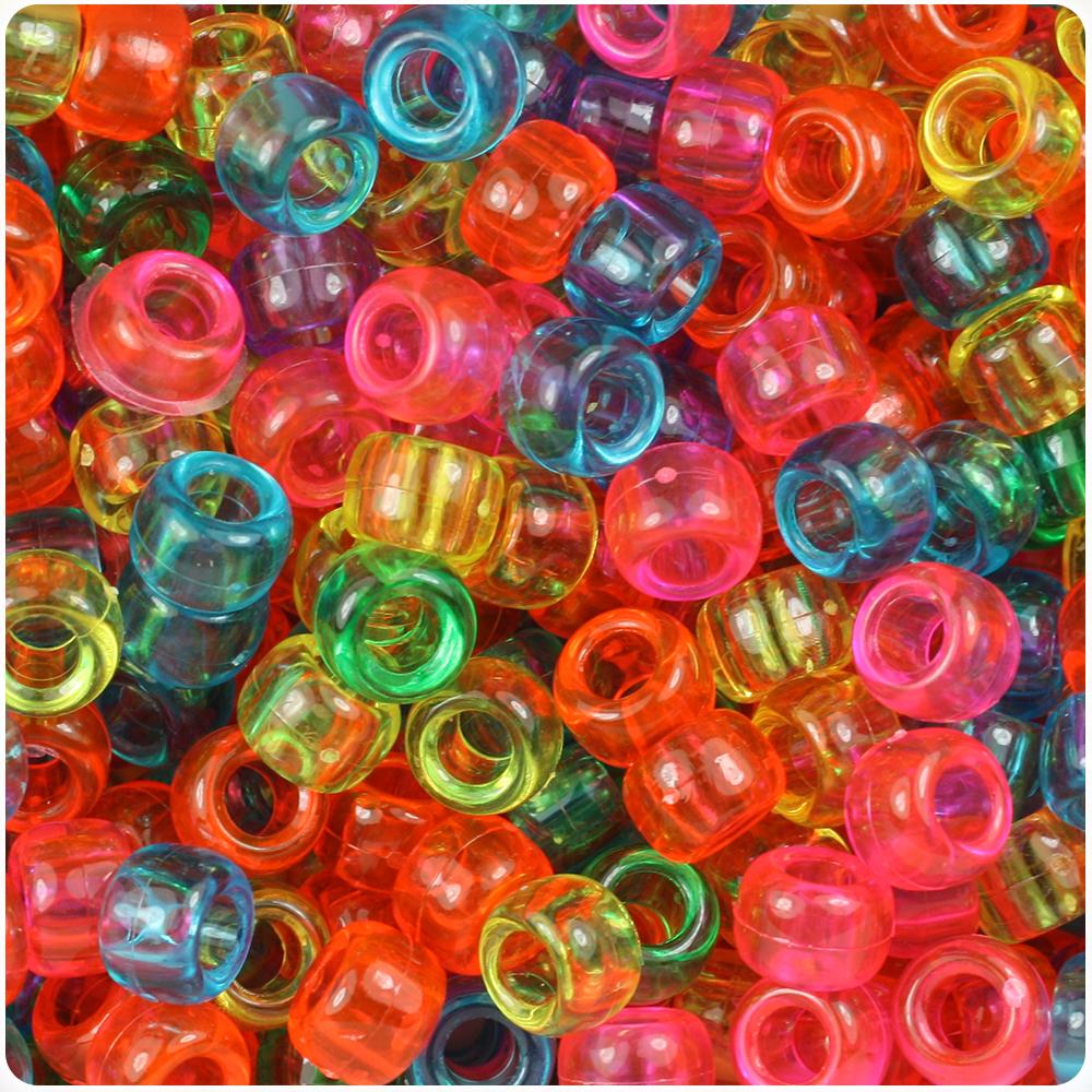 BeadTin Jelly Sparkle Mix 6mm Round Plastic Craft Beads (500pcs)