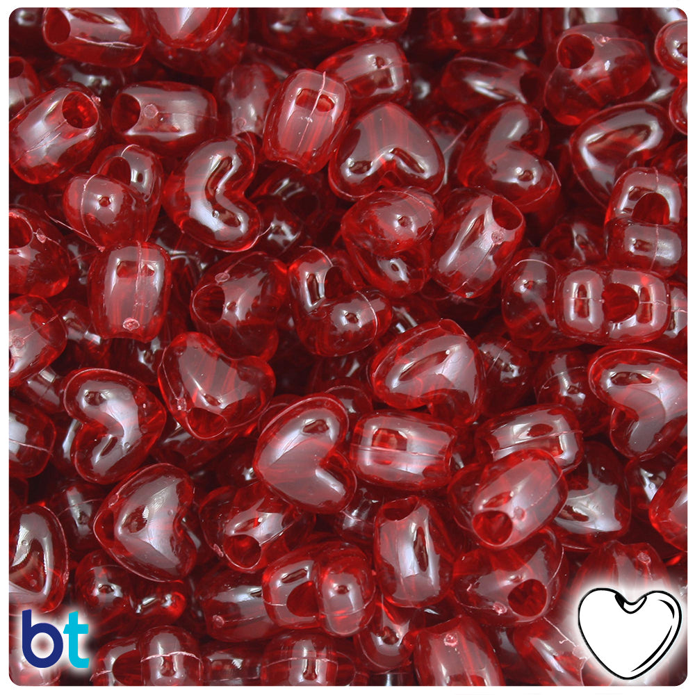 Dark Pink Opaque 12mm Heart (HH) Pony Beads (250pcs)