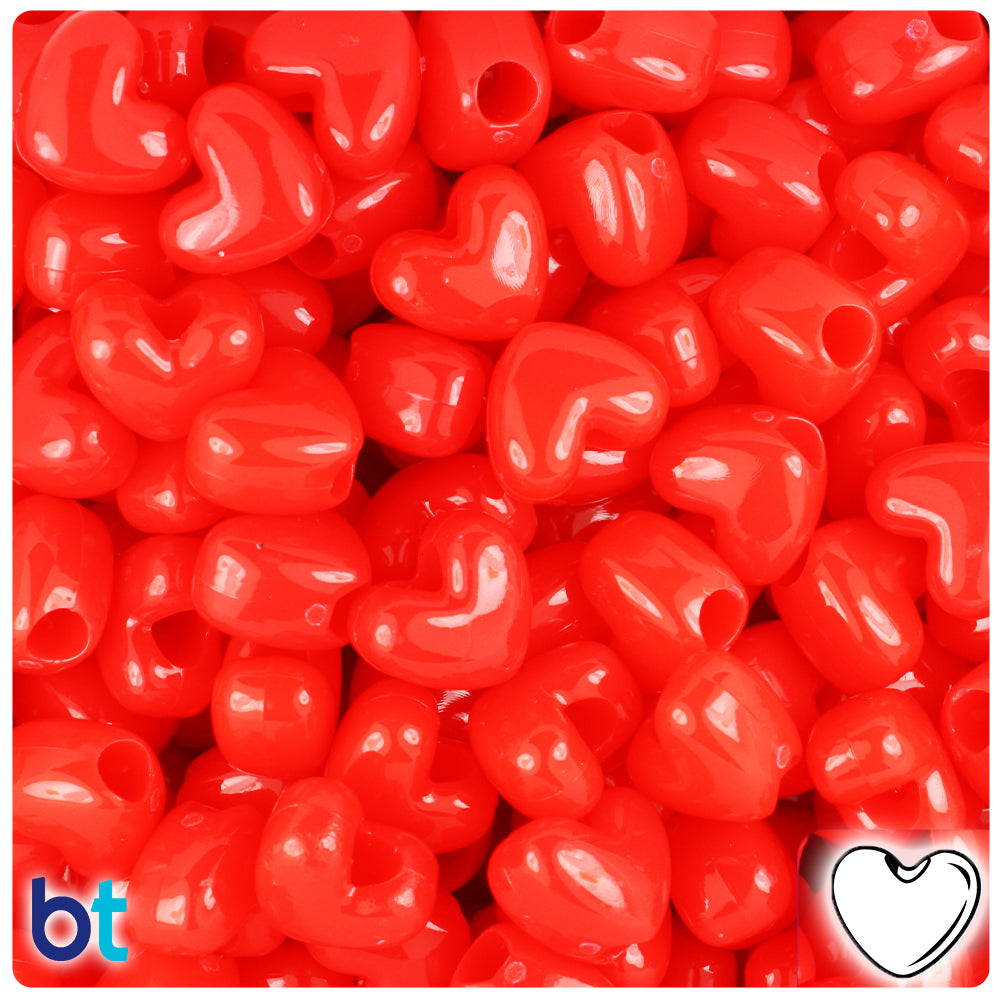 Transparent Ruby Red Heart Shaped Pony Beads #PBH017