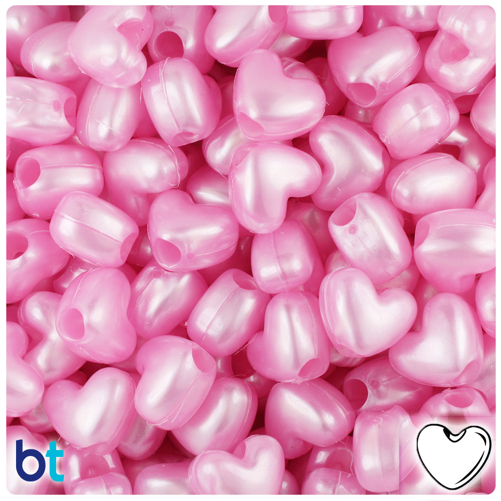 9mm x 12mm Heart-Shaped Plastic Pony Beads 500 ct Bag