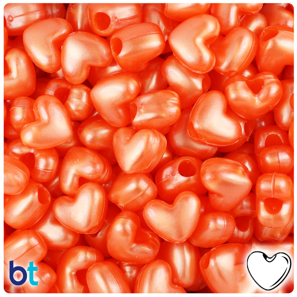 70 - Opaque Orange Vertical Heart Pony Beads