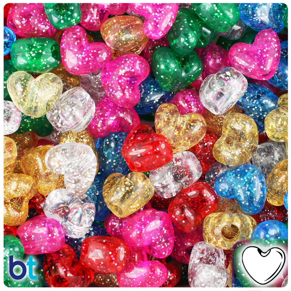 Sparkle Purple and Glitter Heart Beads, Heart Bead Variety for Jewelry  Making, Glitter Beads for Kandi Jewelry