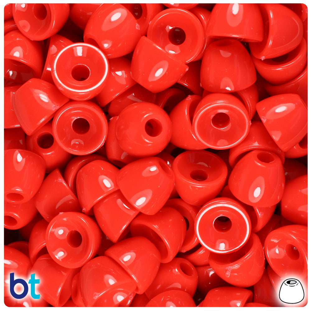 BeadTin Yellow Opaque 12mm Round Plastic Pony Beads - Red Baseball Design  (48pcs)