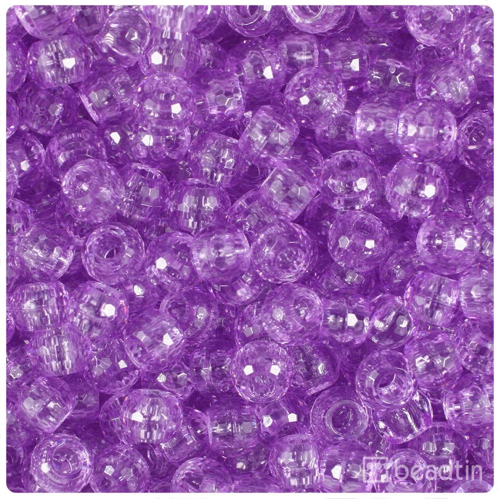 BeadTin Crystal Transparent 9mm Barrel Plastic Pony Beads (500pcs)