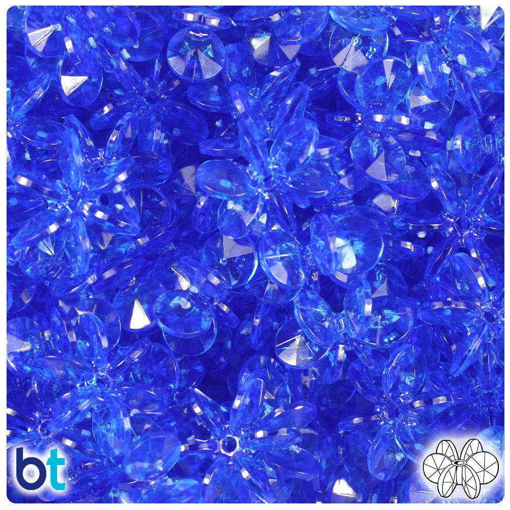 The Crafts Outlet Plastic Beads, Starflake Transparent, 18mm, 100-pc, Royal Blue