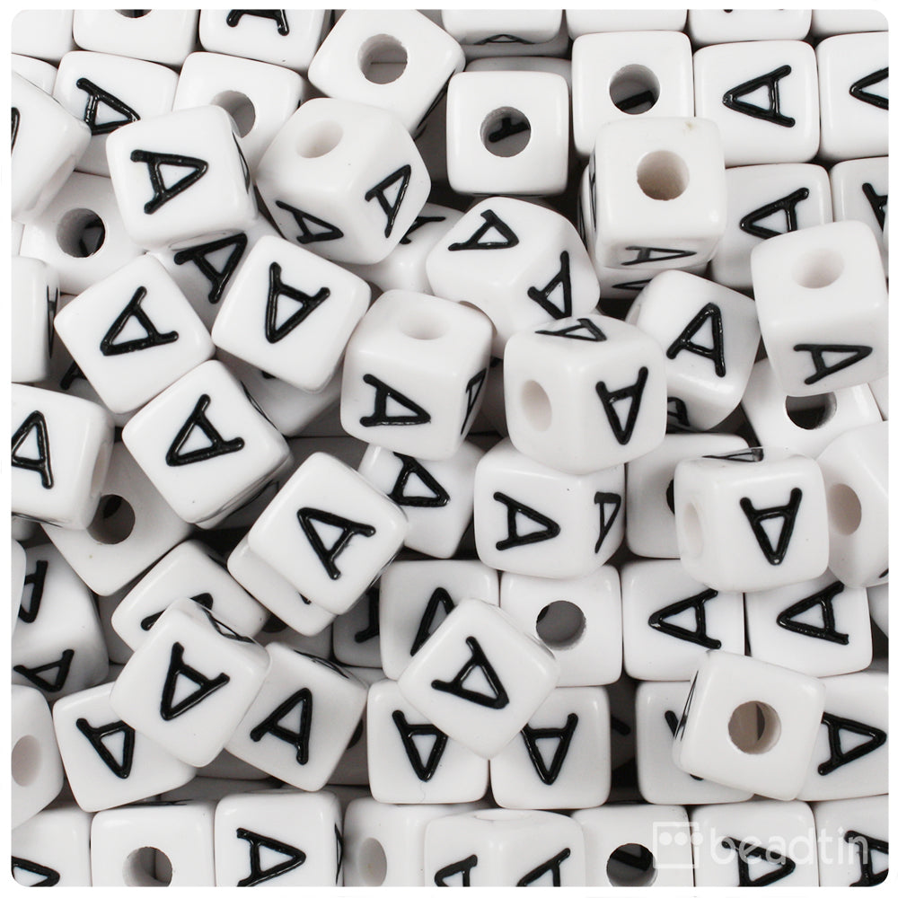 8/10mm Dyed Natural Wood Square Beads with Letters