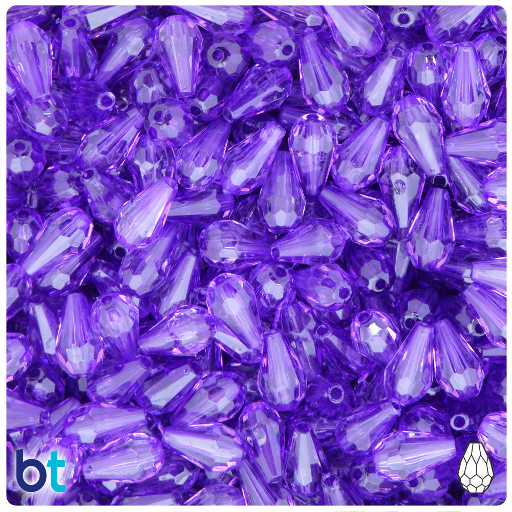 Purple Transparent 10mm Melon Plastic Beads - White Core Bead (100pcs)