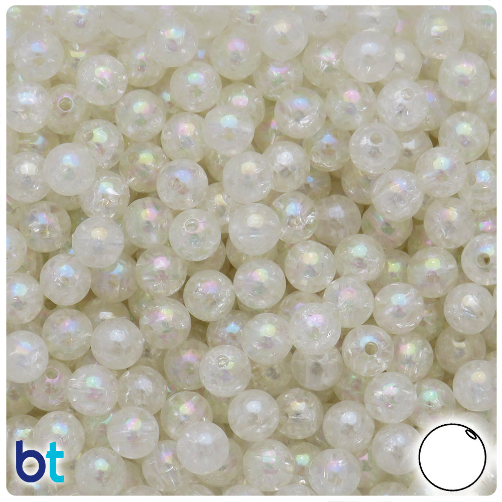 CLEARANCE Opaque White With Pearlized AB Finish Faceted Crystal