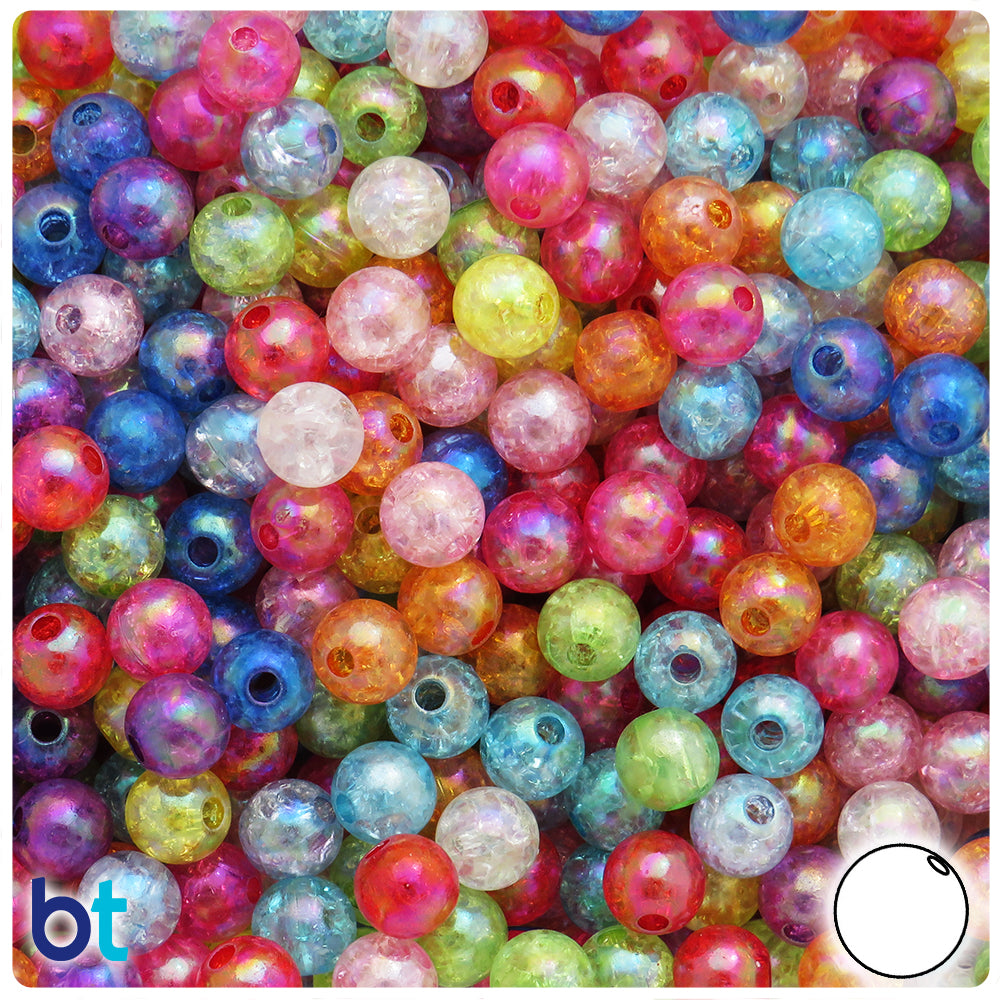 Bead Kit, 10 color crackle bead set, 4mm crackle beads, bead