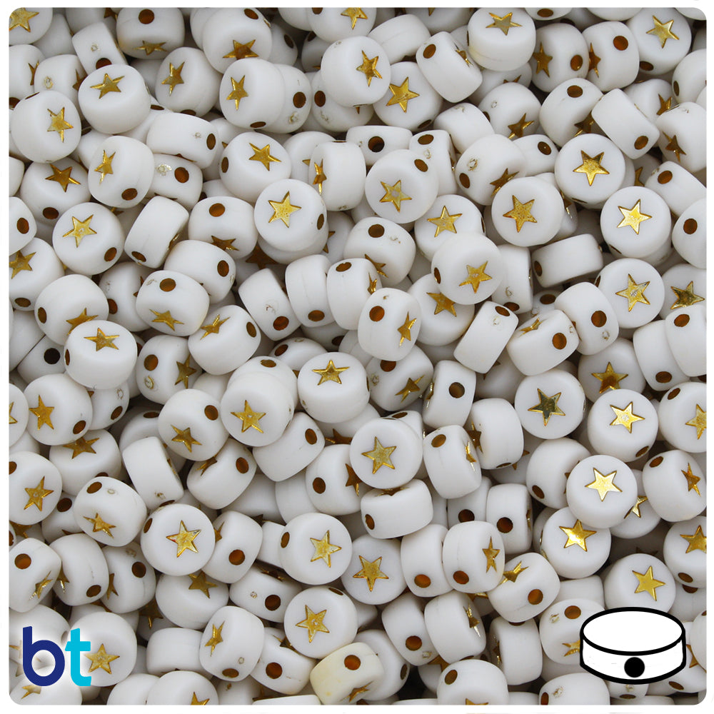 Alphabet Beads 7mm 250/Pkg-White Round With Black Letter, 1 - City Market