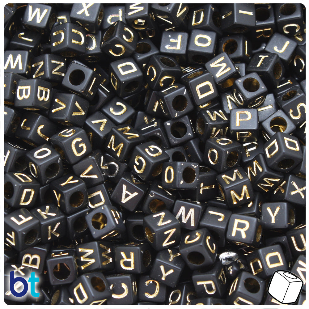 Alphabet UV Black Fluorescent Cube Beads - 300/Pack