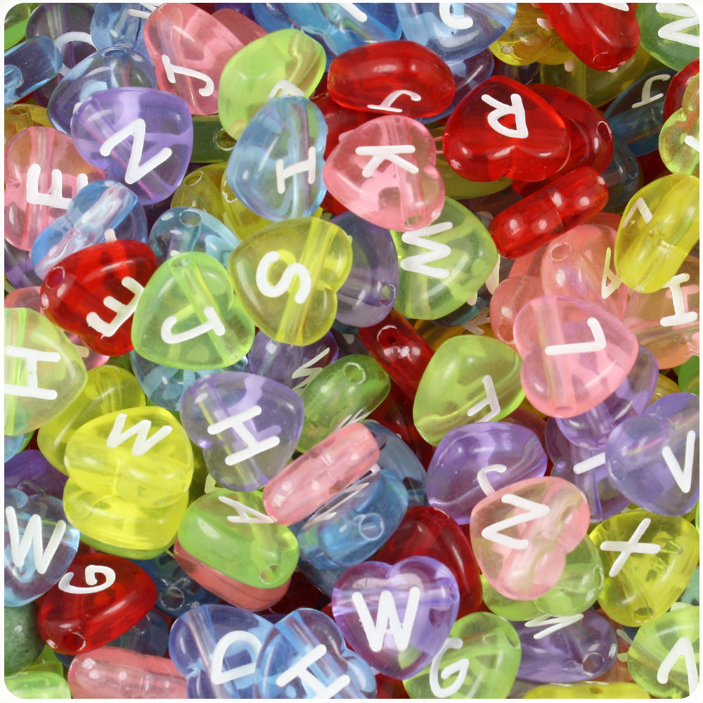 White Opaque 10mm Coin Alpha Beads - Black Vowel Mix (144pcs)