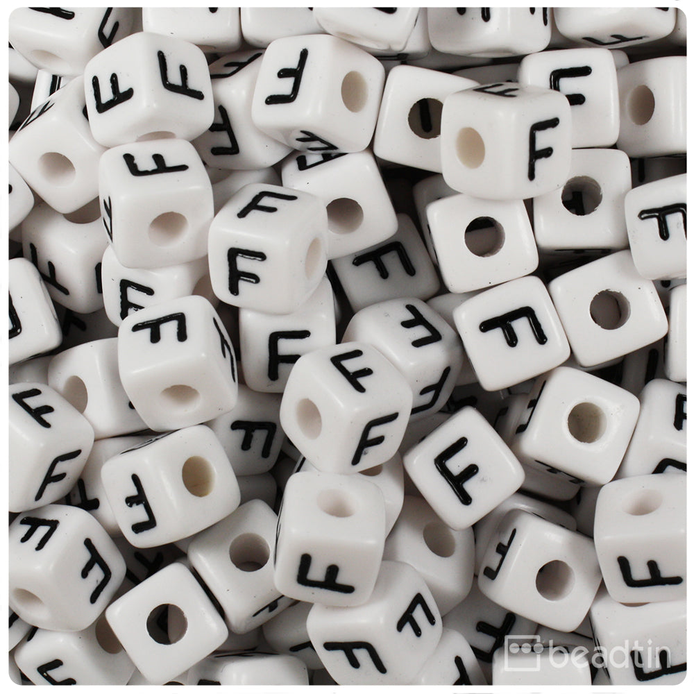 Letter Beads - 10mm Cube Square White Alphabet Acrylic or Resin Beads –  Delish Beads